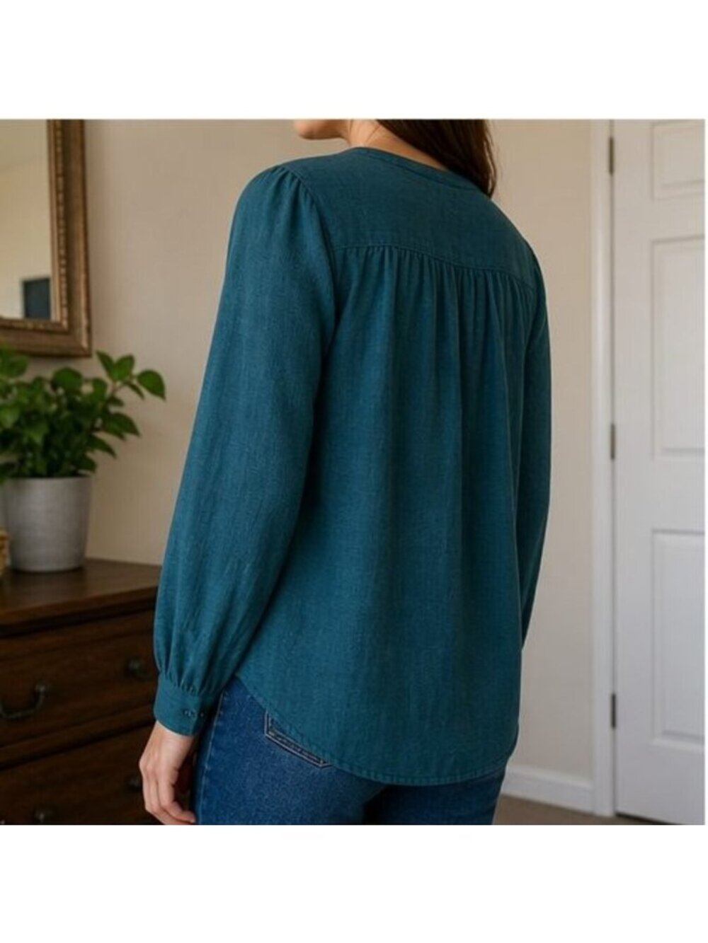 Teal Ruffle Blouse - Picture 3 of 6